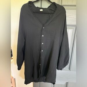 Long black button down